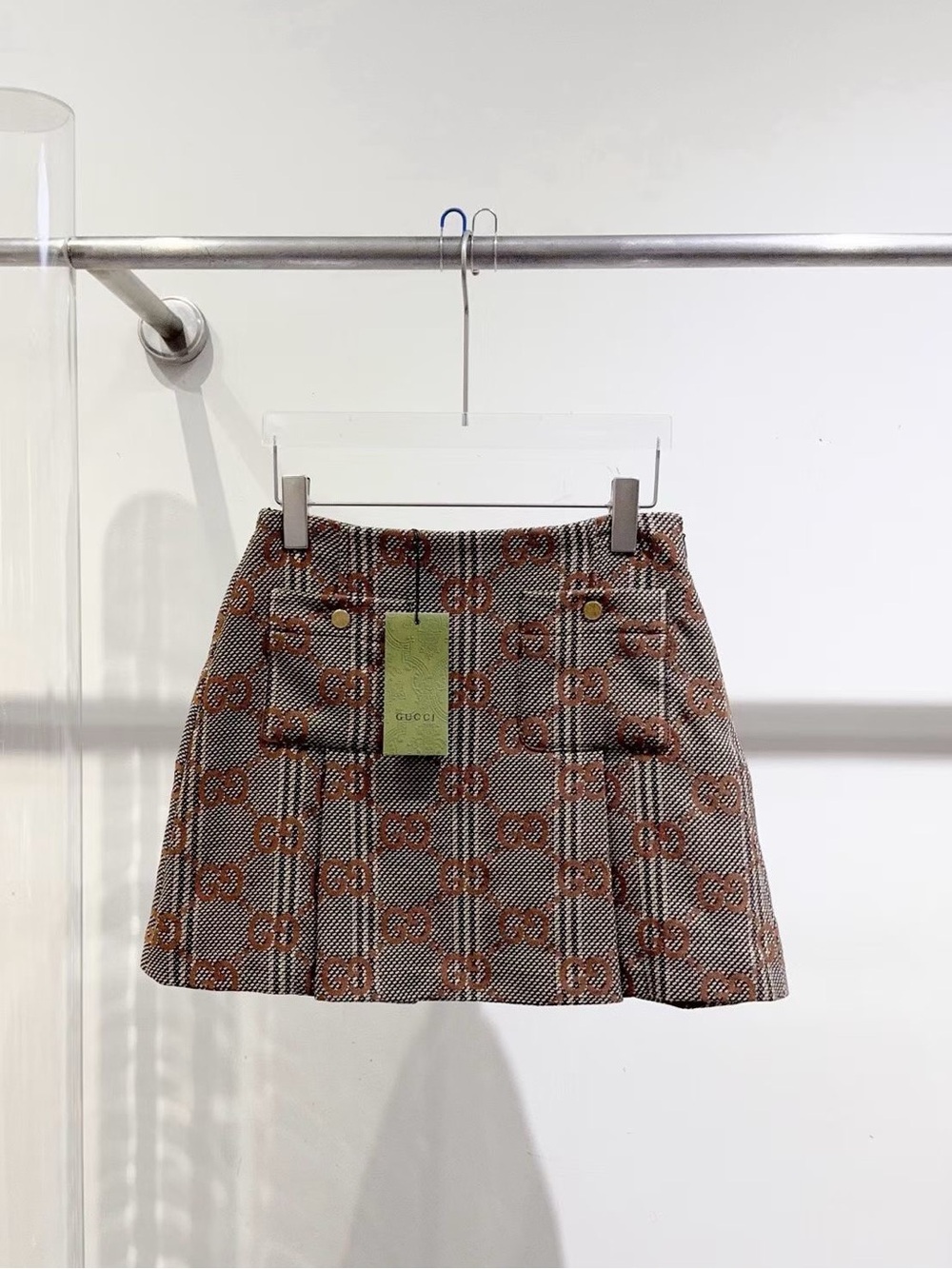 Gucci Brown & Beige GG Monogram Mini Skirt